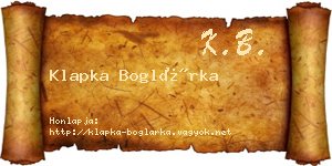 Klapka Boglárka névjegykártya